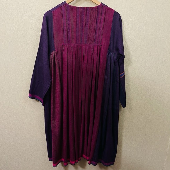 Injiri Wool Dress Handwoven Embroidered Folk Tunic Pink Purple Ethnic Boho Sz S - Picture 7 of 16